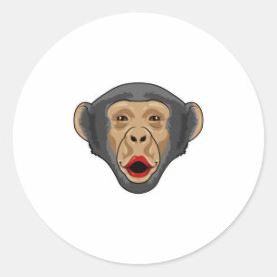 Monkey med Kiss mouth Runt Klistermärke