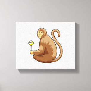 Monkey med Lollipop Canvastryck