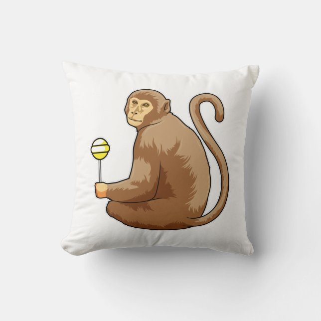 Monkey med Lollipop Kudde (Framsida)