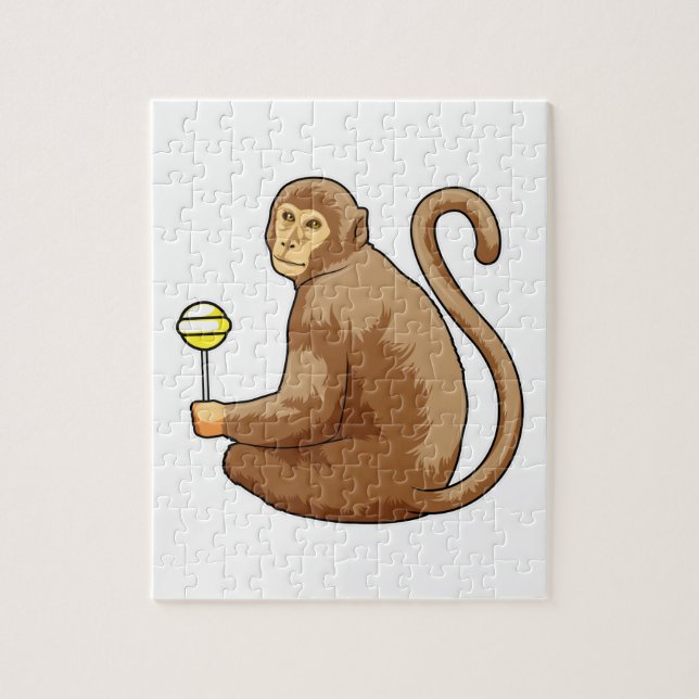 Monkey med Lollipop Pussel (Vertikal)