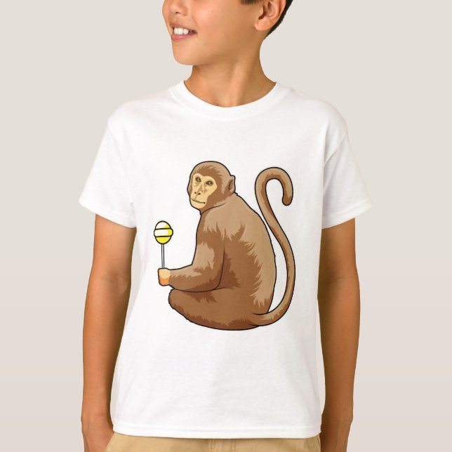 Monkey med Lollipop T Shirt (Framsida)