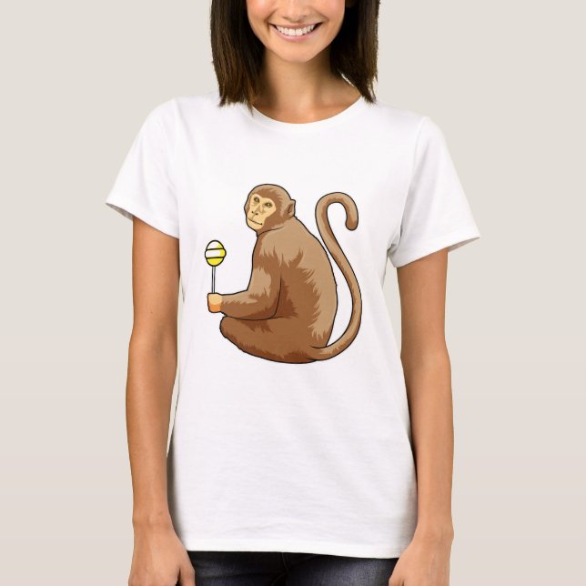 Monkey med Lollipop T Shirt (Framsida)