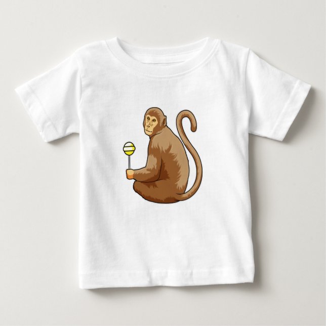 Monkey med Lollipop T Shirt (Framsida)