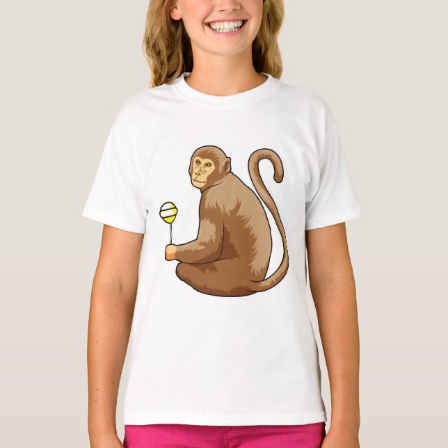 Monkey med Lollipop T Shirt (Framsida)