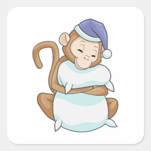 Monkey med pålägg och blyhuvud fyrkantigt klistermärke