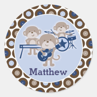 Monkey med rockstjärnor, anpassade etikettblad runt klistermärke