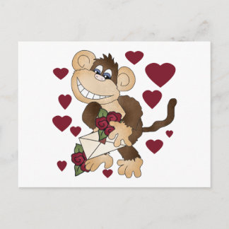 Monkey med Röd ros-skjortor och gåvor Vykort