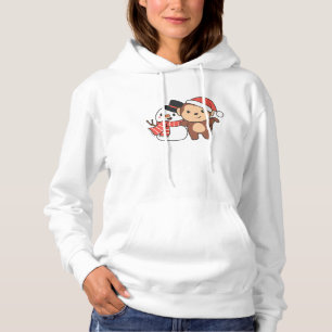 Monkey med Snögubbe i vinter för jul T Shirt