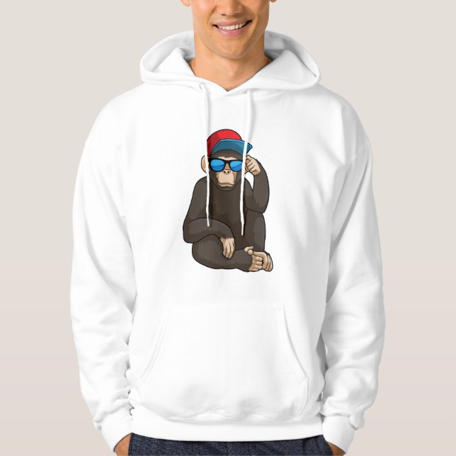 Monkey med solglasögon hoodie (Framsida)