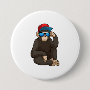 Monkey med solglasögon knapp