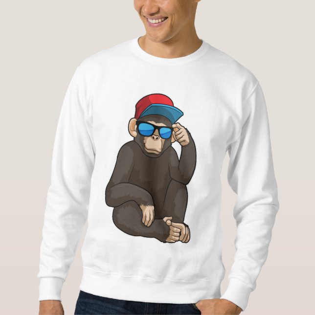 Monkey med solglasögon lång ärmad tröja (Framsida)
