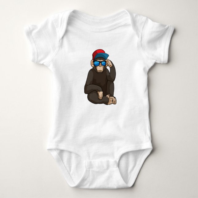 Monkey med solglasögon t shirt (Framsida)
