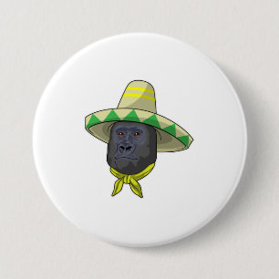 Monkey med straw hat knapp