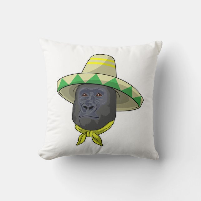 Monkey med straw hat kudde (Framsida)