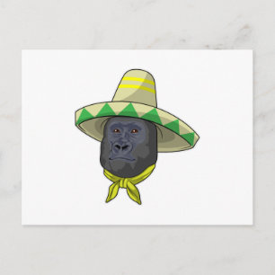 Monkey med straw hat vykort