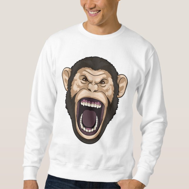 Monkey med svarta hårar lång ärmad tröja (Framsida)
