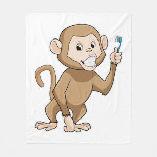 Monkey med tandborste fleecefilt