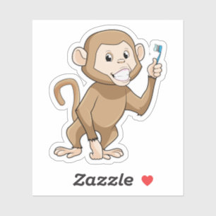 Monkey med tandborste klistermärken