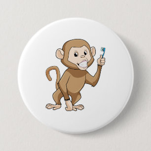 Monkey med tandborste knapp
