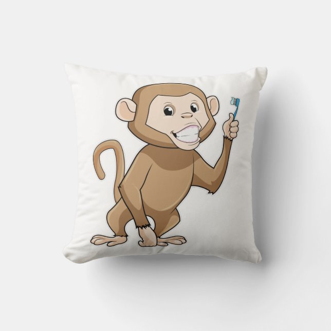 Monkey med tandborste kudde (Framsida)