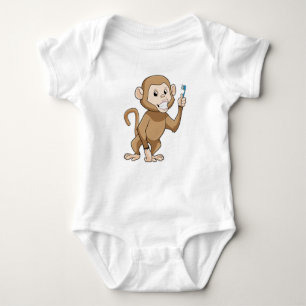 Monkey med tandborste t shirt