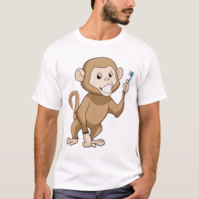 Monkey med tandborste t shirt (Framsida)