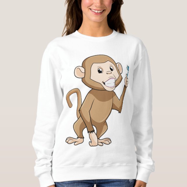 Monkey med tandborste t shirt (Framsida)