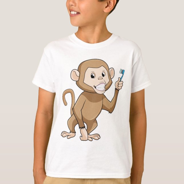 Monkey med tandborste t shirt (Framsida)