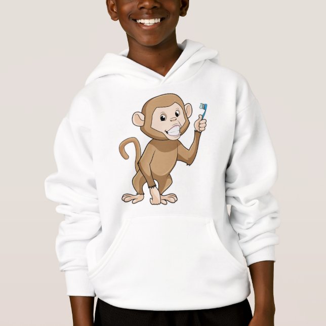 Monkey med tandborste t shirt (Framsida)