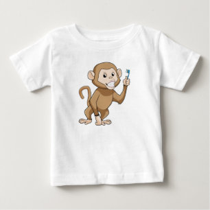 Monkey med tandborste t shirt