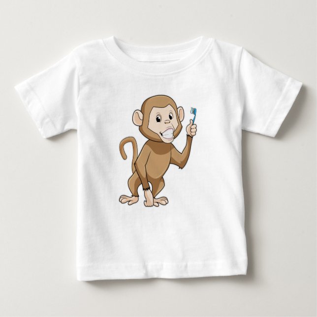 Monkey med tandborste t shirt (Framsida)