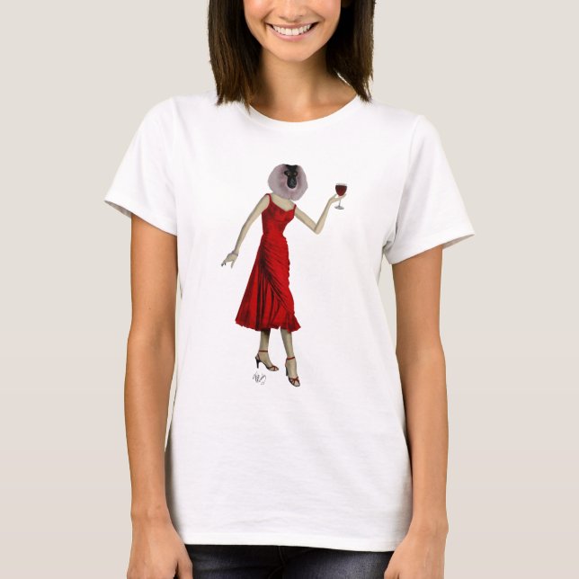 Monkey med Vin Tee Shirt (Framsida)