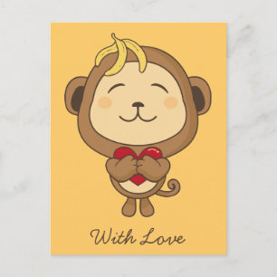 Monkey med vykort kärlek