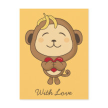 Monkey med vykort kärlek