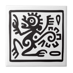 Monkey, mexikansk hieroglyf(Maya) Kakelplatta