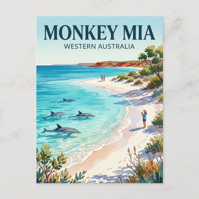 Monkey Mia Australien Vykort (Framsida)