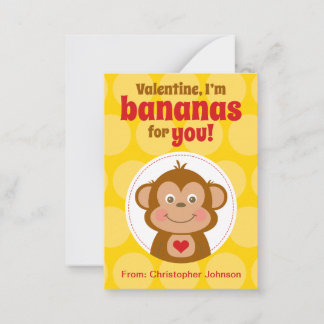 Monkey Mini Classroom Valentine Cards for Kids Anteckningskort