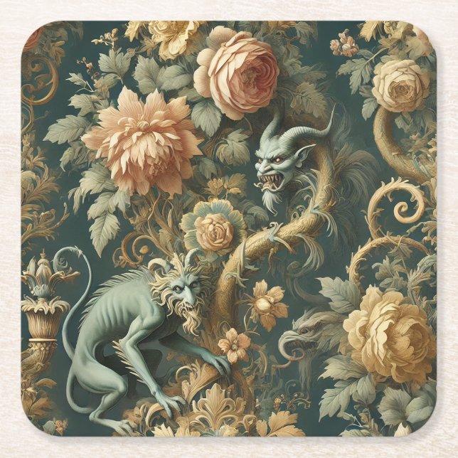 Monkey Minion MisChief - Gothic Baroque Underlägg Papper Kvadrat (Framsidan)