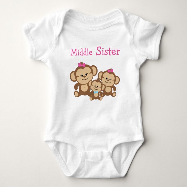 Monkey Mitten Sister Tee Shirt (Framsida)