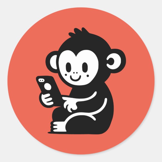 Monkey Mobil Runt Klistermärke (Framsida)