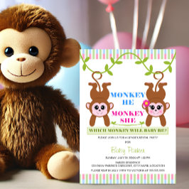 Monkey, Monkey, hon Gender Reveal Party Inbjudningar