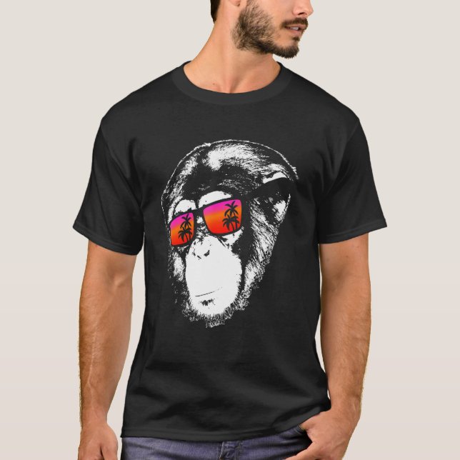 Monkey Monkey Vacation Sunglasses  Idea Music Monk T Shirt (Framsida)