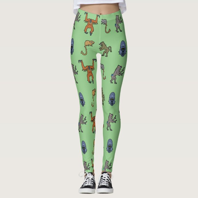 Monkey Mönster Leggings (Framsida)