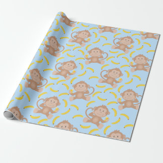 Monkey Munching Banana Blue Presentpapper