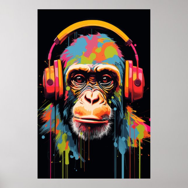 Monkey Music Art Monkey Art Monkey Art Gallery Art Poster (Framsidan)