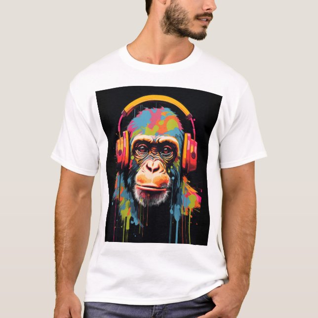 Monkey Music Art Monkey Art Monkey Art Gallery Art T Shirt (Framsida)
