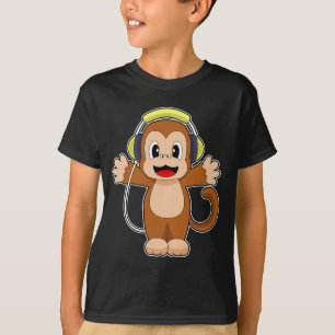 Monkey Musician Headphone Music T Shirt