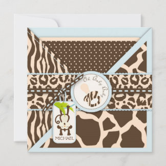 Monkey Nappar Safari Jungle Baby Shower Inbjudningar