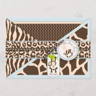Monkey Nappar Safari Jungle Baby Shower Inbjudningar