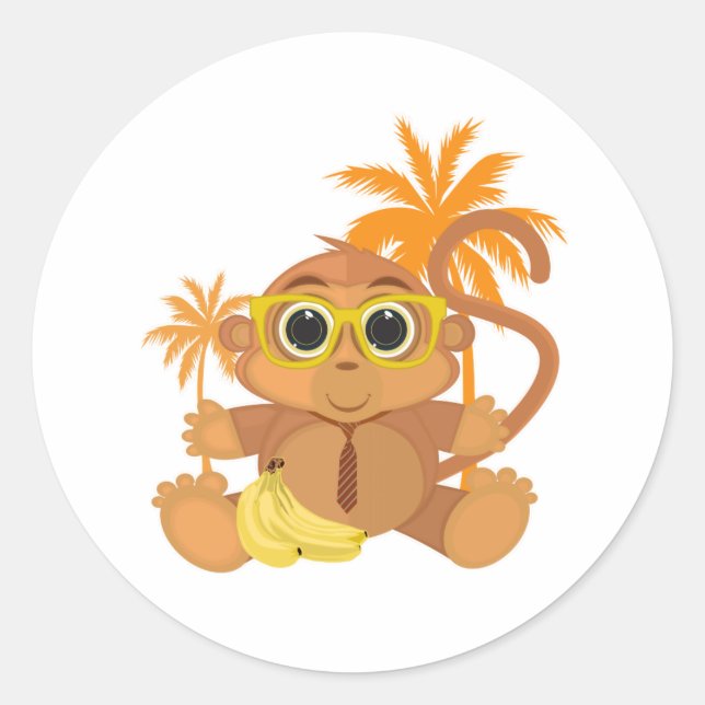 Monkey Nerd Runt Klistermärke (Framsida)